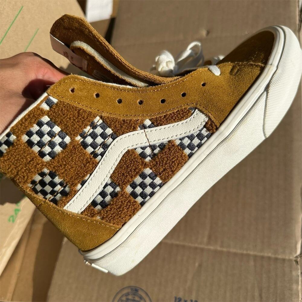 Vans Sk8-Hi Tapered High Top Sneakers Tufted Check Brown Womens 6.5 Mens 5 - Picture 10 of 10